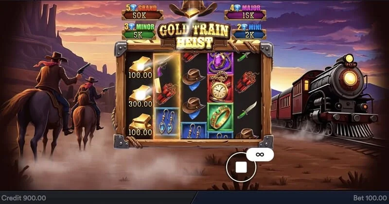 Gold Train Heist - ecran principal cu role și un golf de pirați